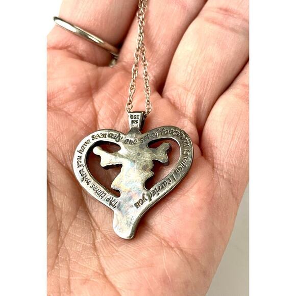 VTG BGE Sterling Silver Footprints of Faith Diamond Pendant Bradford Exchange - Picture 14 of 14